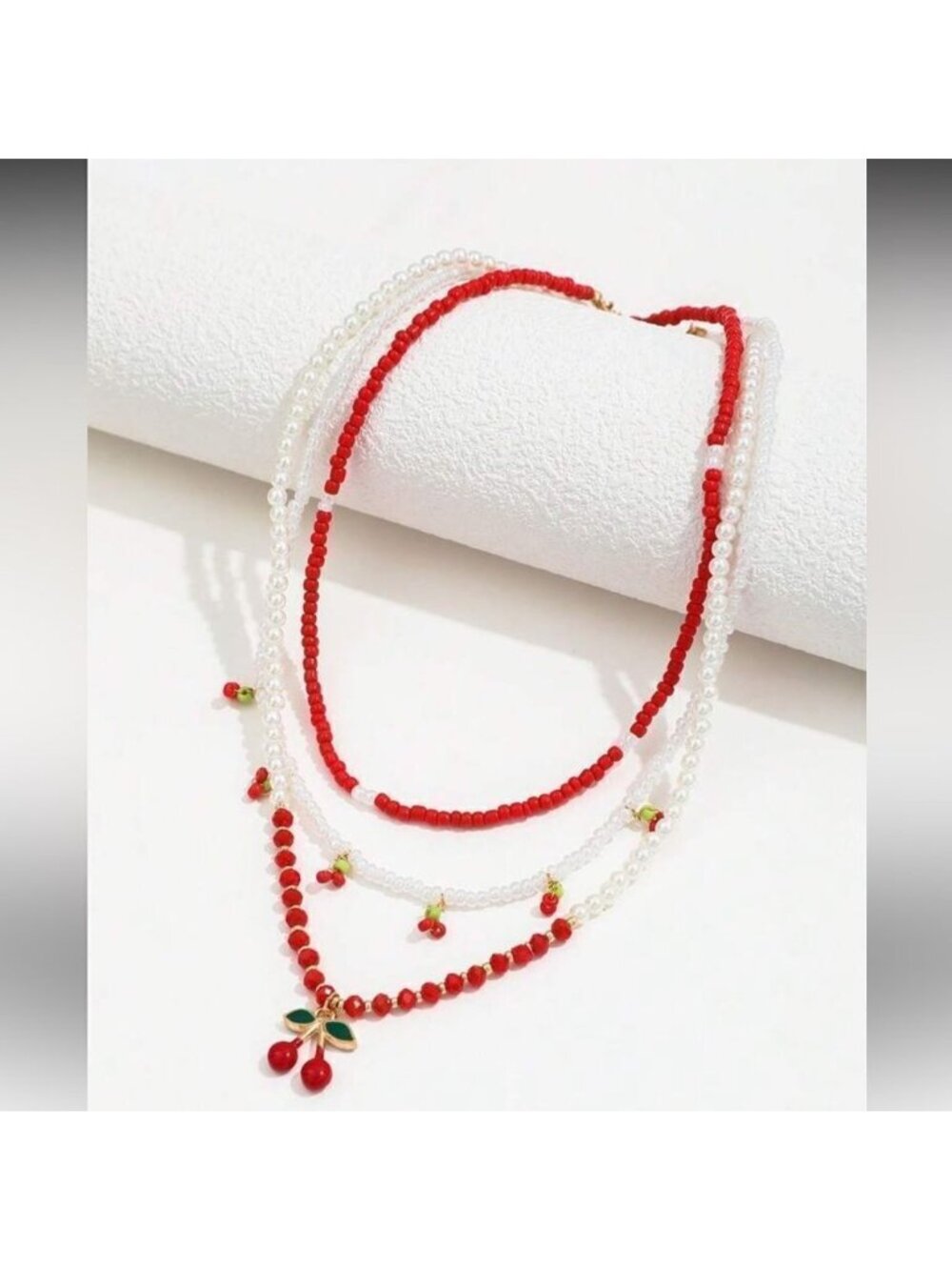 Cherry Charm Necklace Set A1230 - Picture 2 of 5